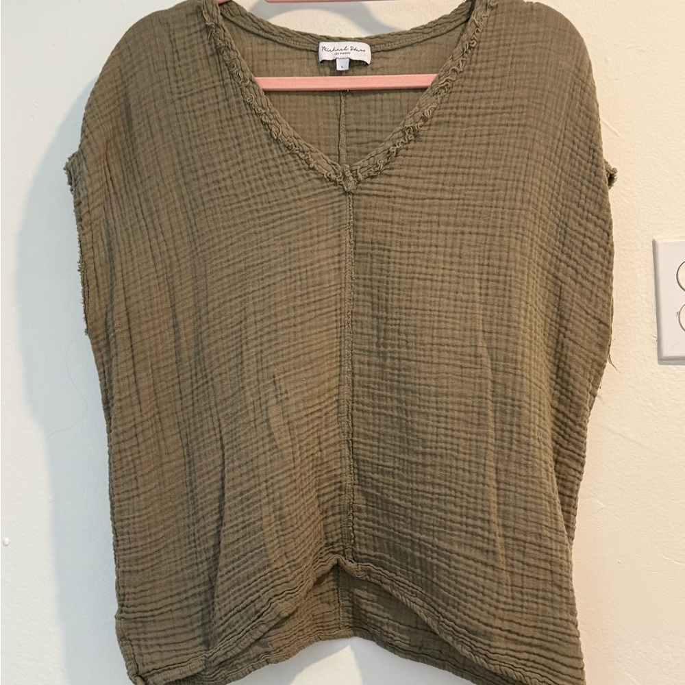 Michael Stars Green Gauze Blouse